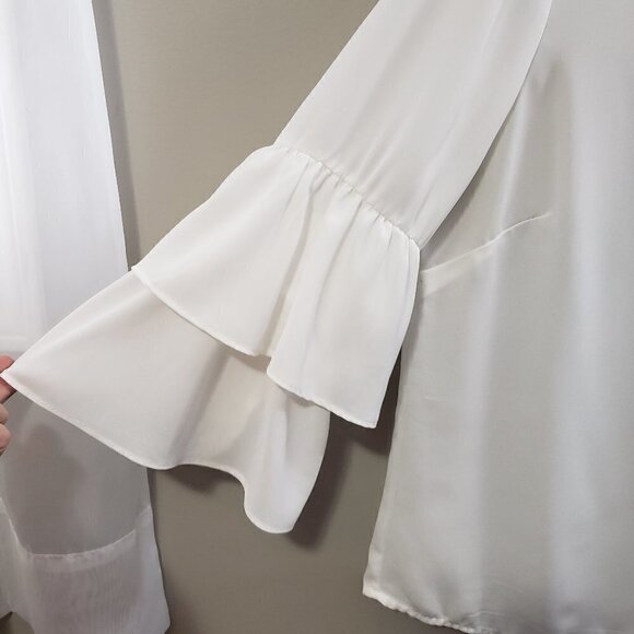 Lilly Morgan * Chiffon Ruffle Sleeve Blouse * Sz S - Picture 4 of 10